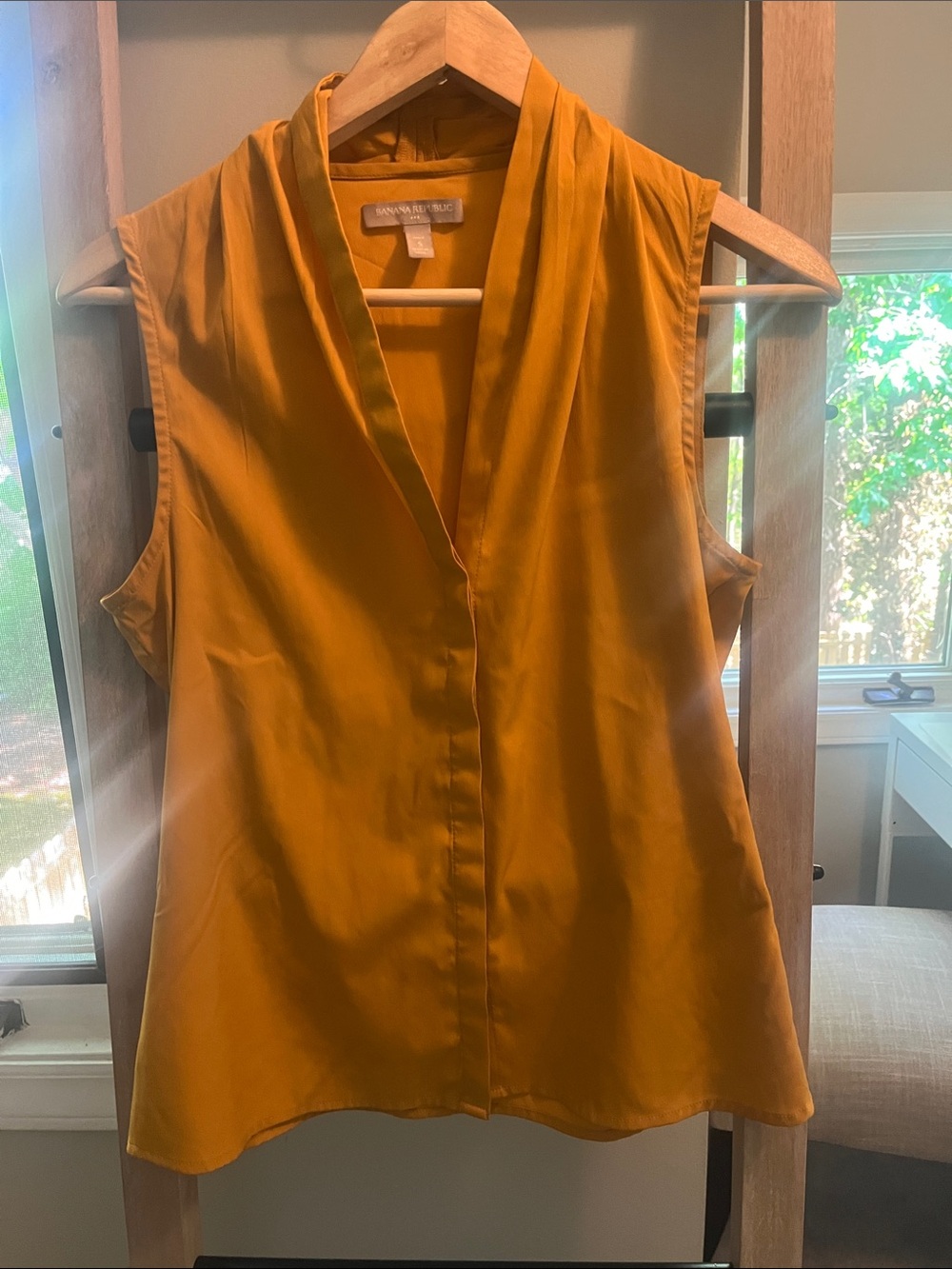 Banana Republic Draped V-Neck Sleeveless Top - Mustard Yellow